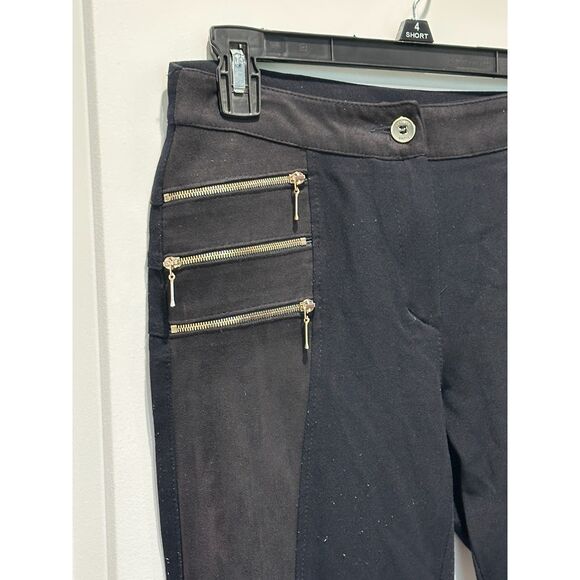 Absolu Skinny Zipper Detail Faux Suede Panel Black Pants Size Small (Euro 36) - Picture 7 of 7
